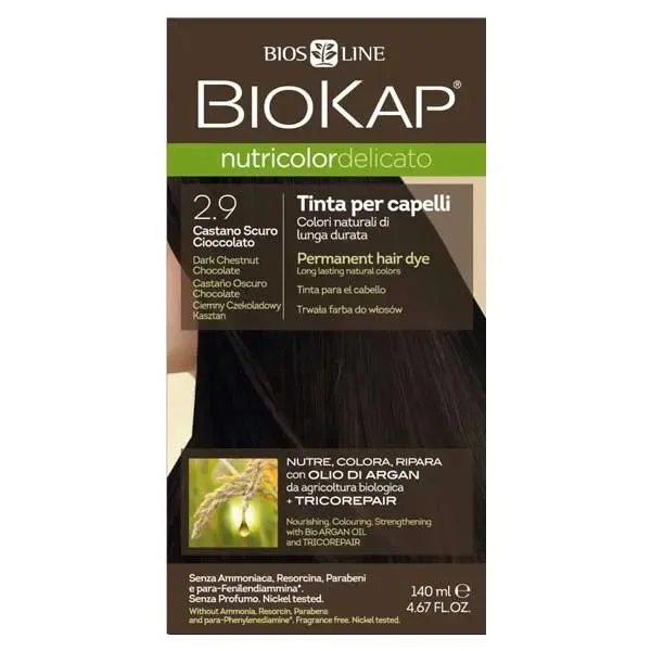 Biokap Nutricolor Delicato, farba koloryzująca do włosów, 2.9 ciemny czekoladowy kasztan, 140 ml