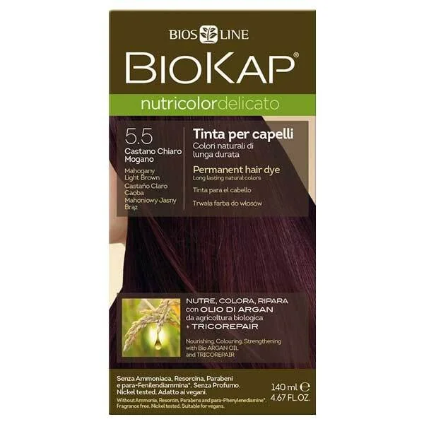 Biokap Nutricolor Delicato, farba koloryzująca do włosów, 5.5 mahoniowy jasny brąz, 140 ml