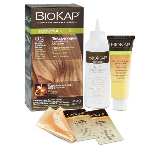 Biokap Nutricolor Delicato, farba koloryzująca do włosów, 9.3 bardzo jasny złoty blond, 140 ml