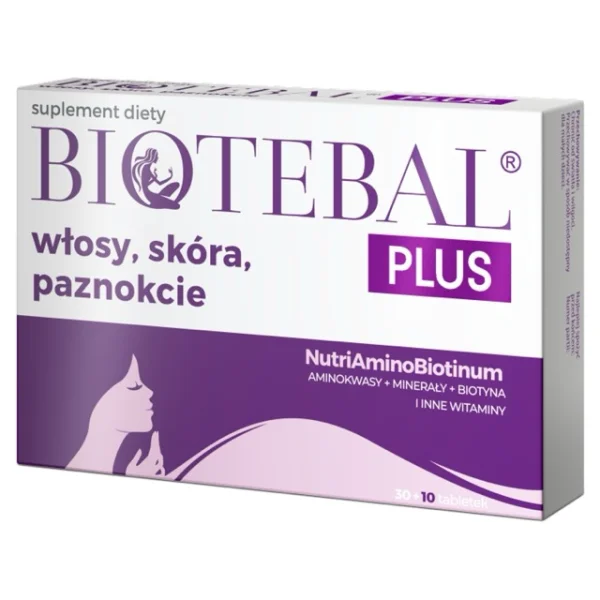 Biotebal Plus Włosy Skóra Paznokcie, 30 tabletek + 10 tabletek gratis