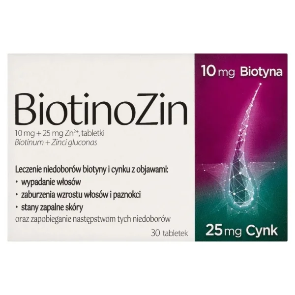 BiotinoZin, 10 mg + 25 mg Zn2+, 30 tabletek