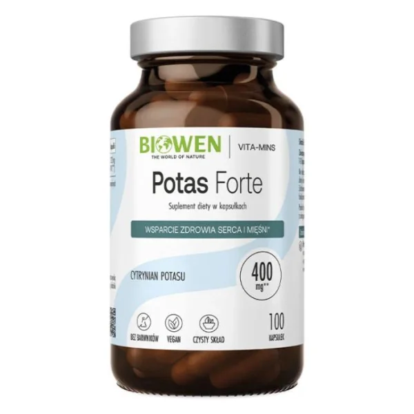 Biowen Potas Forte, cytrynian potasu, 100 kapsułek