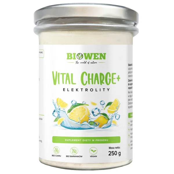 Biowen Vital Charge+ Elektrolity, smak cytrynowy, 250 g
