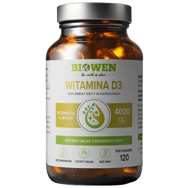 Biowen Witamina D3 4000 IU, 120 kapsułek