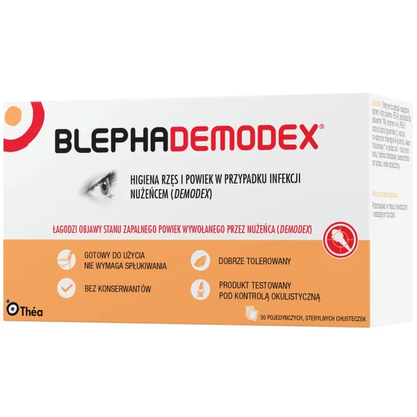 Blephademodex, chusteczki do higieny powiek, jałowe, 30 sztuk