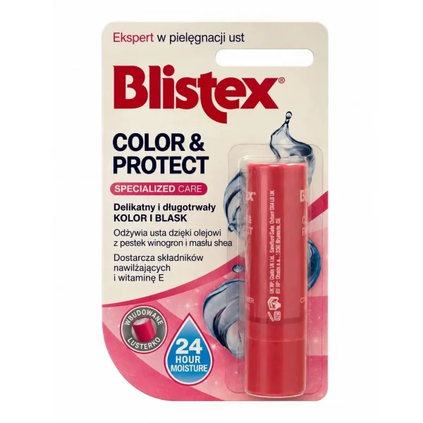 Blistex Color & Protect, pielęgnacyjny balsam do ust 2w1, z wbudowanym lusterkiem, 3,7 g