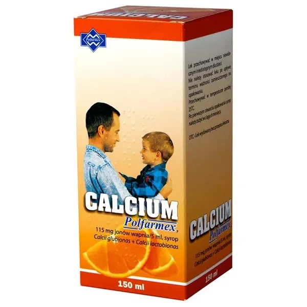 Calcium Polfarmex 115 mg/ 5 ml, syrop, smak pomarańczowy, 150 ml