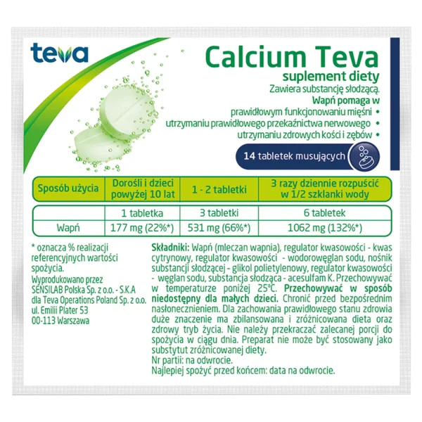Calcium Teva, 14 tabletek musujących