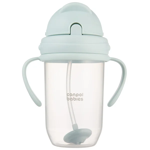 Canpol Babies, kubek niekapek z rurką i odważnikiem, zielony, od 6 miesiąca, 270 ml