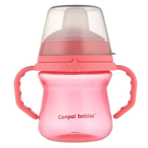 Canpol Babies, Kubek z silikonowym ustnikiem, FirstCup 150 ml, różowy