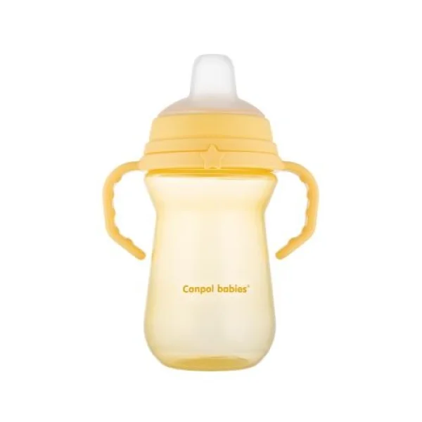 Canpol Babies Kubek niekapek z silikonowym ustnikiem FirstCup, żółty, 56/615, 250 ml 
