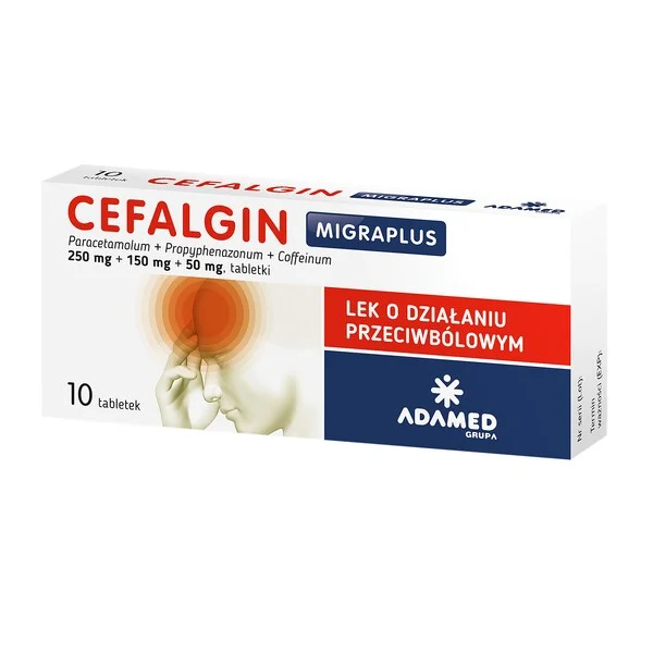 Cefalgin 250 mg + 150 mg + 50 mg, 10 tabletek