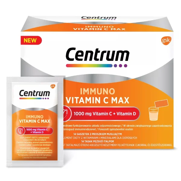 Centrum Immuno Vitamin C Max, proszek musujący, 14 saszetek