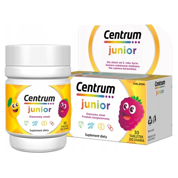 Centrum Junior dla dzieci od 4 lat, smak cytrynowo-malinowy, 30 tabletek do ssania