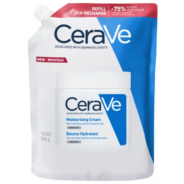 CeraVe, balsam nawilżający do twarzy i ciała z ceramidami, skóra sucha i bardzo sucha, zapas, 454 g