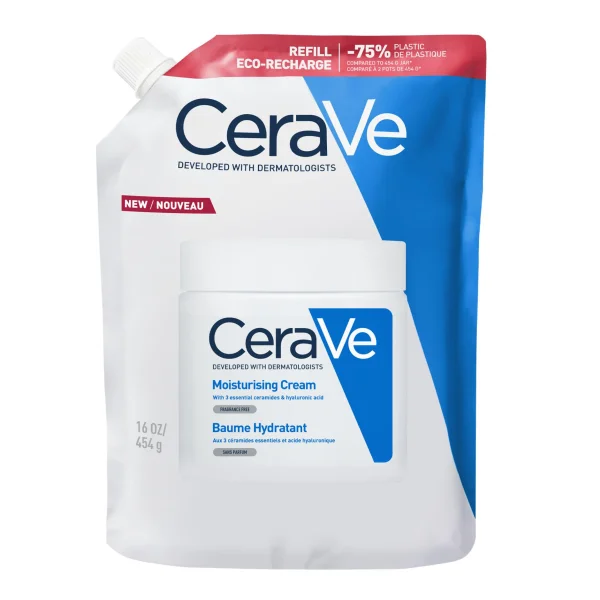 CeraVe, balsam nawilżający do twarzy i ciała z ceramidami, skóra sucha i bardzo sucha, zapas, 454 g