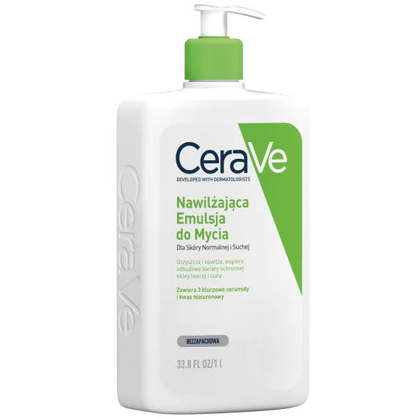 CeraVe, emulsja nawilżająca z ceramidami do mycia, skóra normalna i sucha, 1000 ml