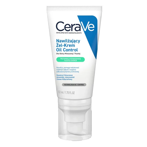 CeraVe Oil Control, nawilżający żel-krem, skóra mieszana i tłusta, 52 ml