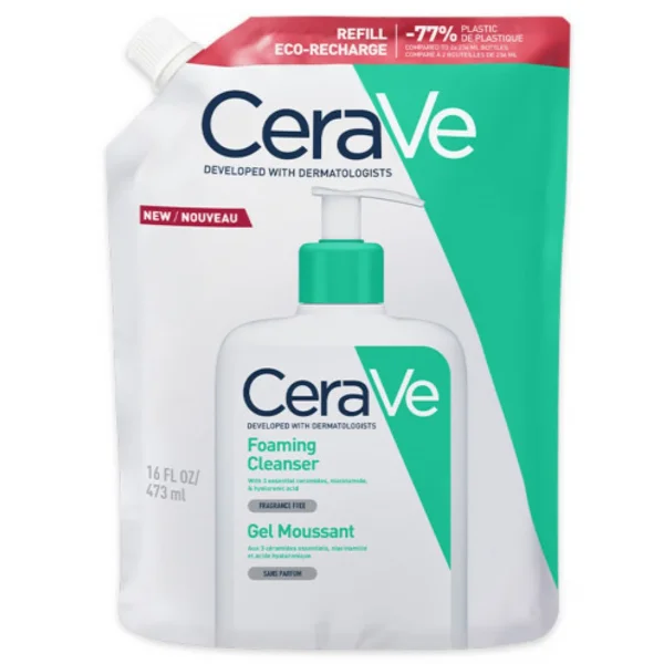 CeraVe, oczyszczający żel do mycia z ceramidami, skóra normalna i tłusta, zapas, 473 ml