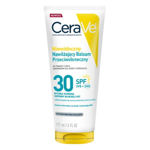 CeraVe, niewidoczny nawilżający balsam przeciwsłoneczny, SPF 30, 177 ml