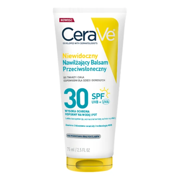 CeraVe, niewidoczny nawilżający balsam przeciwsłoneczny, SPF 30, 75 ml
