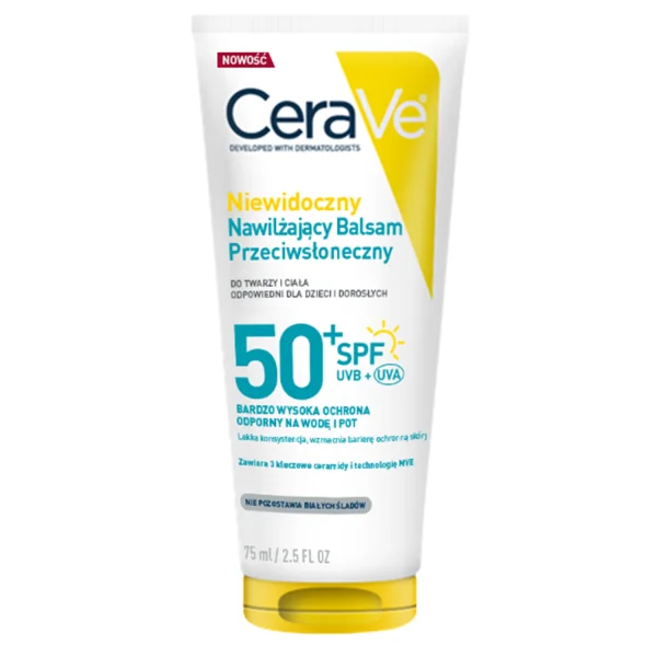 CeraVe, niewidoczny nawilżający balsam przeciwsłoneczny, SPF 50+, 75 ml