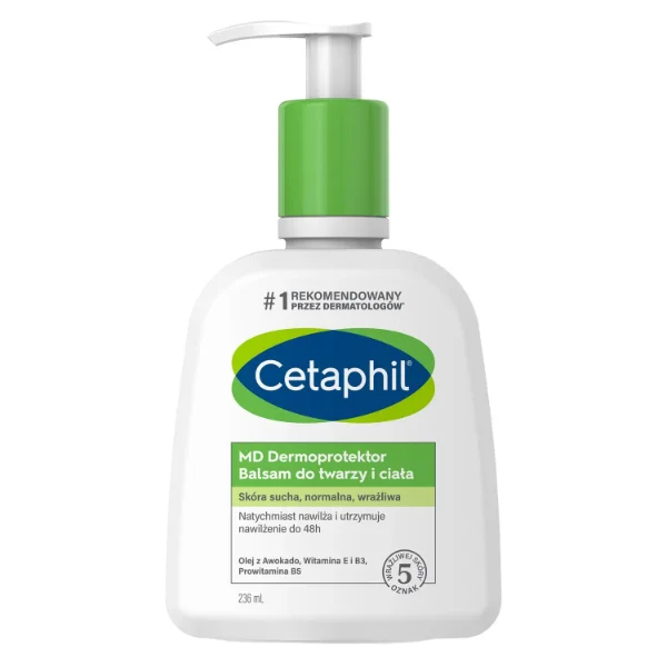 Cetaphil MD Dermoprotektor, balsam nawilżający do twarzy i ciała, skóra sucha i wrażliwa, z pompką, 236 ml