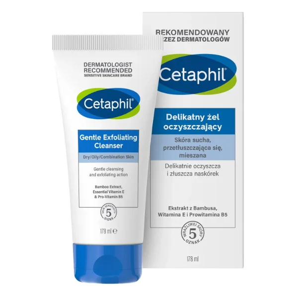 Cetaphil, delikatny żel oczyszczający do twarzy z peelingiem, 178 ml