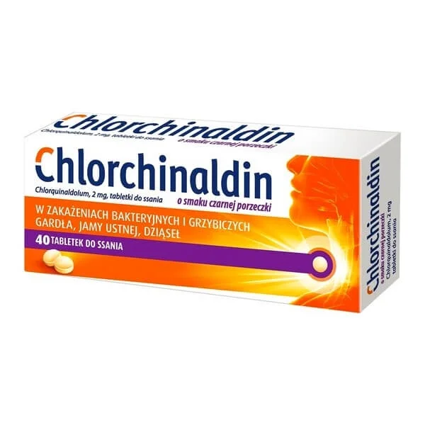 Chlorchinaldin o smaku czarnej porzeczki 2 mg, 40 tabletek do ssania