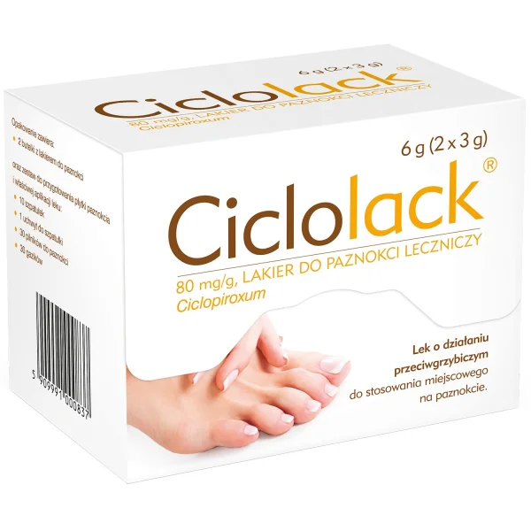 Ciclolack 80 mg/g, lakier do paznokci leczniczy, 2 x 3 g