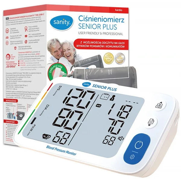 Sanity Senior Plus TMB-2288-C, automatyczny ciśnieniomierz naramienny z zasilaczem, mówiący