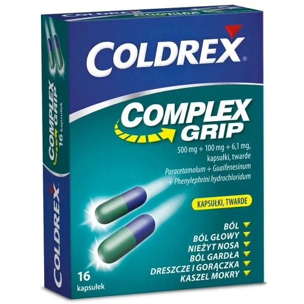 Coldrex Complex Grip 500 mg + 100 mg + 6,1 mg, 16 kapsułek