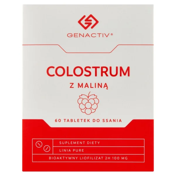 Genactiv Colostrum z Maliną, 60 tabletek do ssania