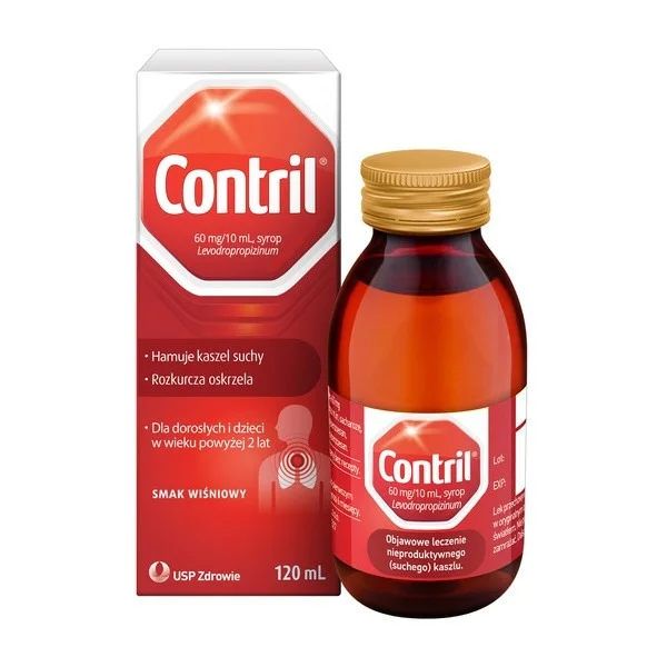 Contril 60 mg/10 ml, syrop dla dorosłych i dzieci powyżej 2 lat, smak wiśniowy, 120 ml