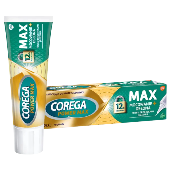 Corega Power Max Mocowanie + Osłona, krem mocujący do protez zębowych, miętowy, 40 g