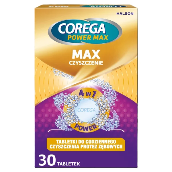 Corega Power Max, tabletki do czyszczenia protez zębowych, max czyszczenie, 30 tabletek