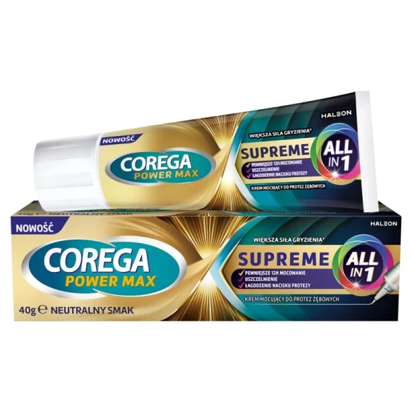 Corega Power Max All-In-1, krem mocujący do protez zębowych, 40 g