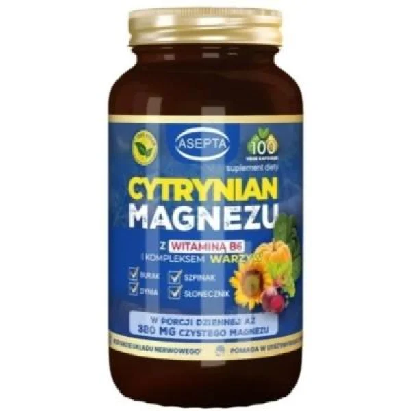Asepta Cytrynian Magnezu, 100 kapsułek