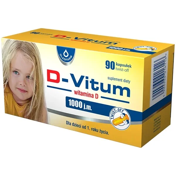 Oleofarm D-Vitum, witamina D, 1000 j.m., 90 kapsułek twist-off