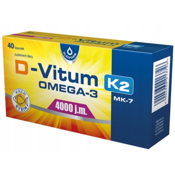 D-Vitum 4000 j.m. K2 MK-7 Omega-3, 40 kapsułek