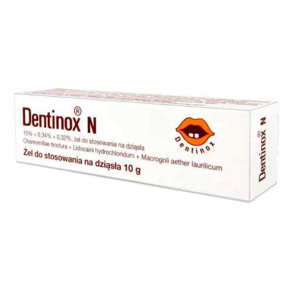 Dentinox N (150 mg + 3,4 mg + 3,2 mg)/g, żel do stosowania na dziąsła, 10 g