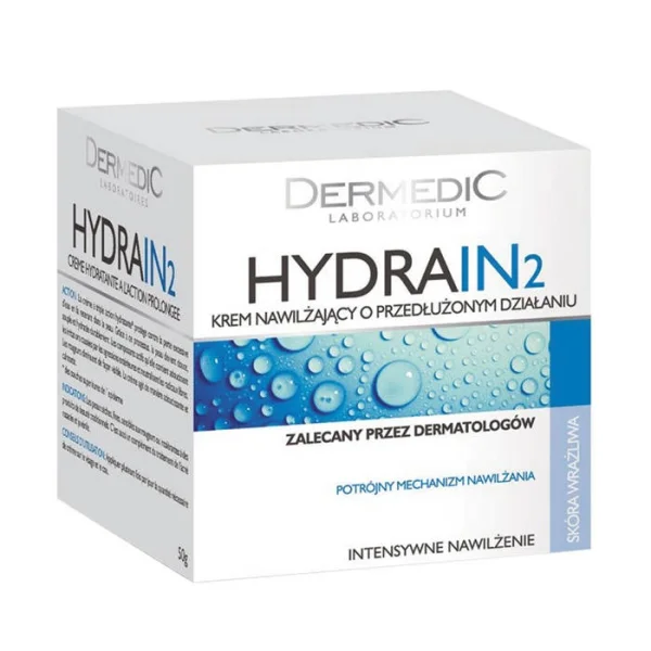Dermedic Hydrain 2, krem nawilżający o przedłużonym działaniu, skóra wrażliwa, 50 g