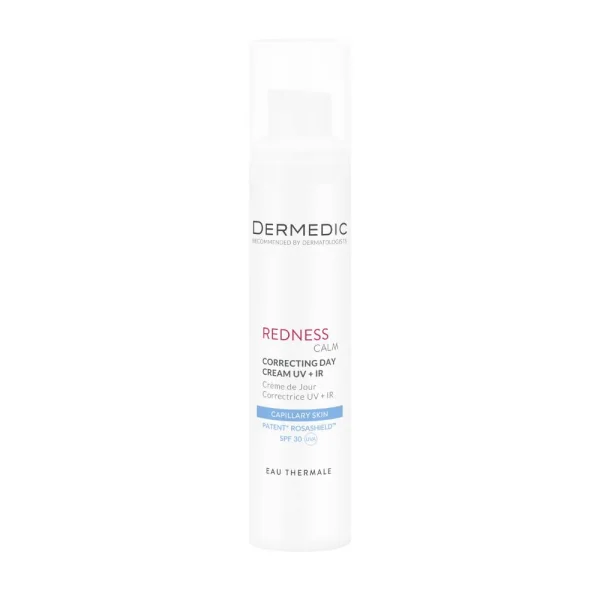 Dermedic Redness Calm, krem korygujący UV+ IR na dzień, skóra naczyniowa z tendencją do nadreaktywności, rumienia i trądziku różowatego, 40 ml