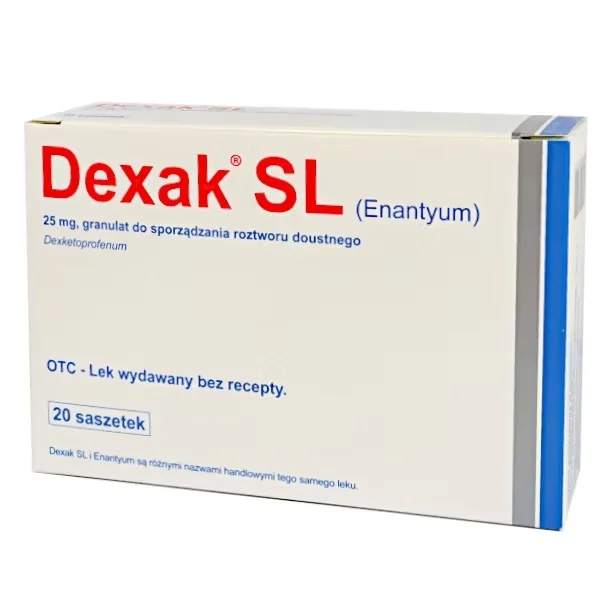 Dexak SL 25 mg, granulat do sporządzania roztworu doustnego, 20 saszetek (import równoległy Inpharm)