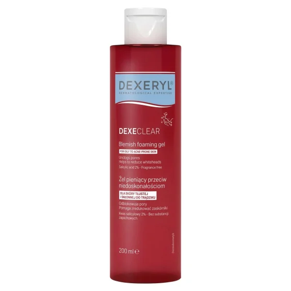 Dexeryl Dexeclear, żel pieniący przeciw niedoskonałościom, 200 ml