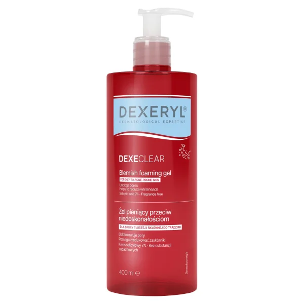 Dexeryl Dexeclear, żel pieniący przeciw niedoskonałościom, 400 ml
