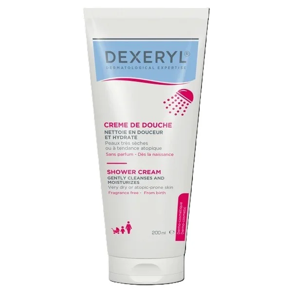 Dexeryl, Shower, krem myjący pod prysznic dla niemowląt, dzieci i dorosłych, skóra bardzo sucha i skłonna do atopii, 200 ml
