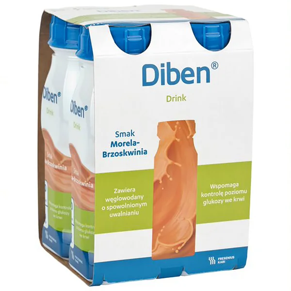 Diben Drink, preparat odżywczy, smak morelowo-brzoskwiniowy, 4 x 200 ml