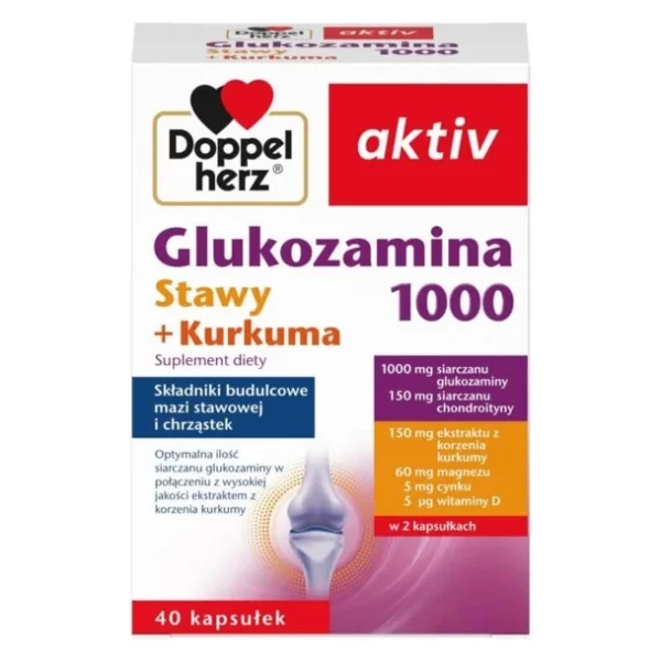 Doppelherz aktiv Glukozamina 1000 Stawy + Kurkuma, 40 kapsułek
