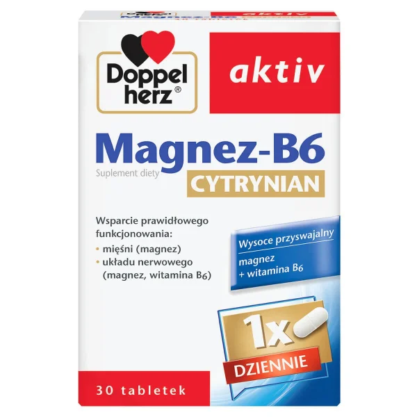 Doppelherz Aktiv Magnez-B6 Cytrynian, 30 kapsułek